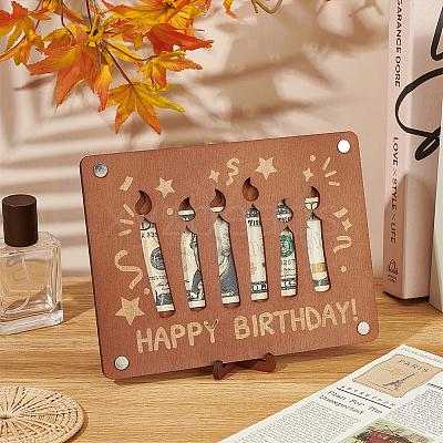 Laser Cut Wooden Money Holder Display Stands AJEW-FG0004-22B-1