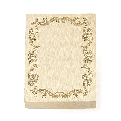 Rectangle Flower Frame Brass Stamp Heads AJEW-M037-04G-02-1