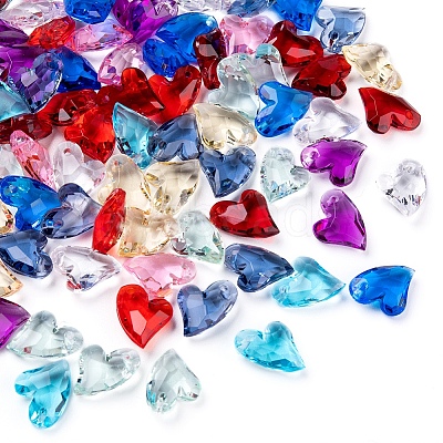 100Pcs 10 Colors Transparent Acrylic Charms MACR-YW0001-63-1