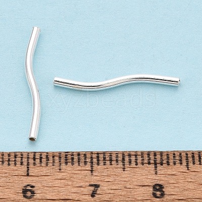 925 Sterling Silver Wavy Tube Beads STER-N016-123S-1