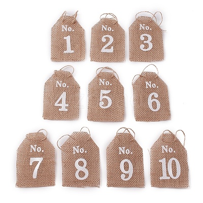 Hanging Linen Table Number Tags HJEW-WH0021-17-1