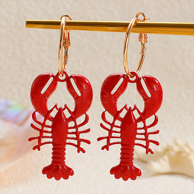 Lobster Alloy Enamel Hoop Earrings WG3E1EE-01-1