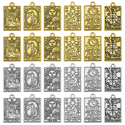 24Pcs 12 Styles Rack Plating Alloy Pendants FIND-CA0008-17-1