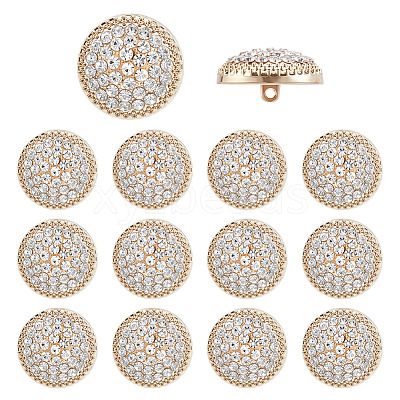 14Pcs 1-Hole Alloy Glass Shank Buttons BUTT-MA0001-16B-KCG-1