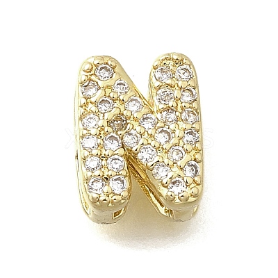 Brass Micro Pave Cubic Zirconia Letter Multi-Strand Links KK-D295-32G-14-1