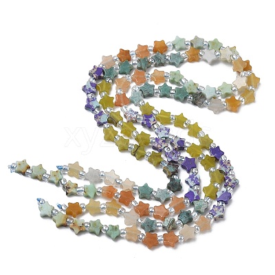 5 Styles Synthetic Imperial Jasper & Natural Red Aventurine & HuBei Turquoise & Lemon Jade & African Turquoise Beads Strands G-D095-A06-1