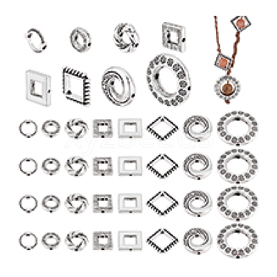 112Pcs 8 Styles Tibetan Style Alloy Beads Frame Sets TIBEB-PH0005-18-1