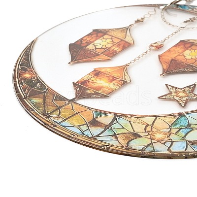 Stained Acrylic & Iron Suncatchers HJEW-F022-01D-1