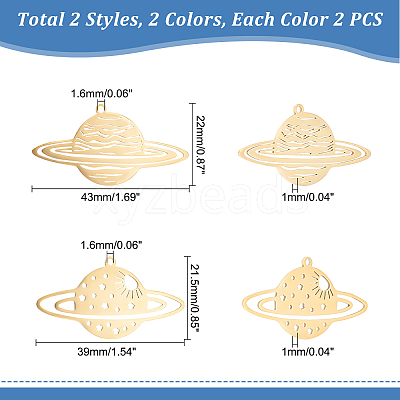 8Pcs 4 Style 201 Stainless Steel Pendants STAS-UN0033-95-1