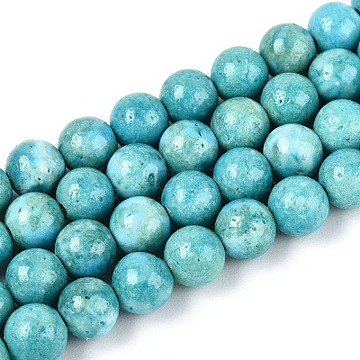 Dyed Synthetic Fossil Beads Strands G-T139-6mm-66F-1