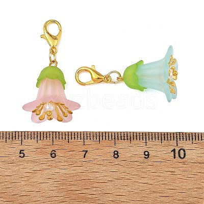 Transparent Acrylic Flower Pendant Decorations HJEW-JM05036-1