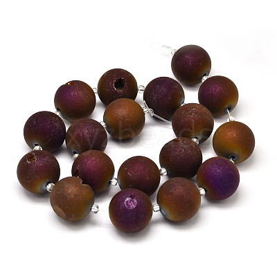 Round Electroplated Natural Druzy Geode Quartz Crystal Beads Strands G-A143B-20mm-05-1