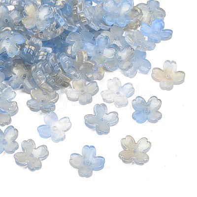 Two Tone Transparent Glass Bead Caps GLAA-Z020-02-1