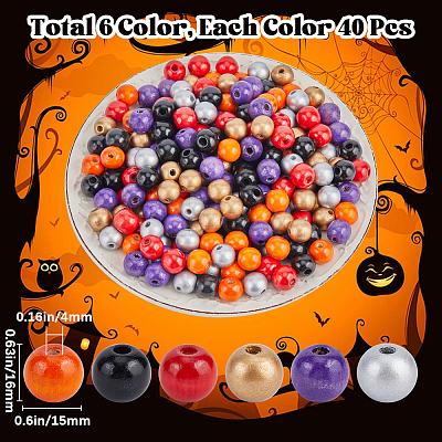 240Pcs 6 Styles Natural Wood Beads Strands WOOD-SP0001-03C-1