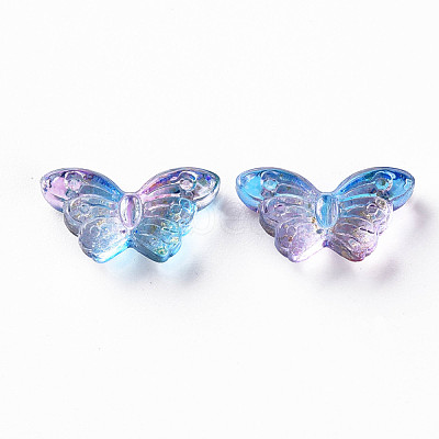 Two Tone Transparent Spray Painted Glass Beads GLAA-S190-018M-01-1