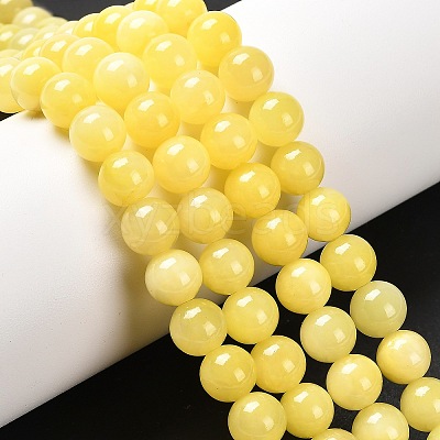 Natural Dyed Yellow Jade Gemstone Bead Strands G-R271-8mm-Y06-1