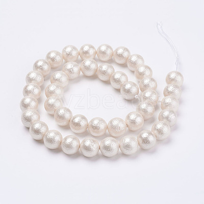 Wrinkle Textured Shell Pearl Beads Strands X-BSHE-E016-10mm-07-1