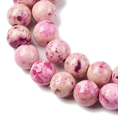Natural Dyed Marble Beads Strands G-P593-8mm-05-1