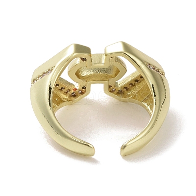 Brass Micro Pave Cubic Zirconia Open Cuff Ring RJEW-K256-56G-1