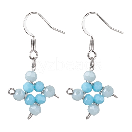 Rhombus Glass Beaded Dangle Earrings EJEW-JE05768-1