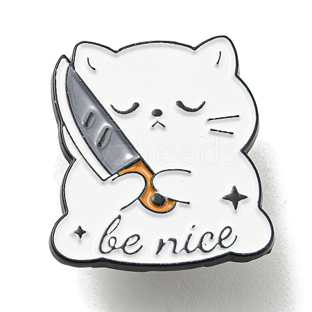 Cat Holding Knife Enamel Pins JEWB-P028-D02-1