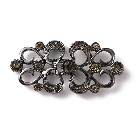 Zinc Alloy Smoked Topaz Rhinestone Snap Lock Clasps FIND-WH0008-20B-1