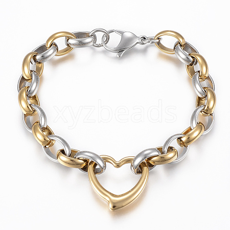 Two Tone 201 Stainless Link Steel Bracelets BJEW-F292-06GP-1