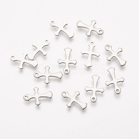 Tarnish Resistant 201 Stainless Steel Tiny Cross Charms STAS-P121-13-1