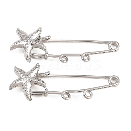 Starfish 304 Stainless Steel Safety Pins Brooch Findings SA-CBA098D-16I-P02-1