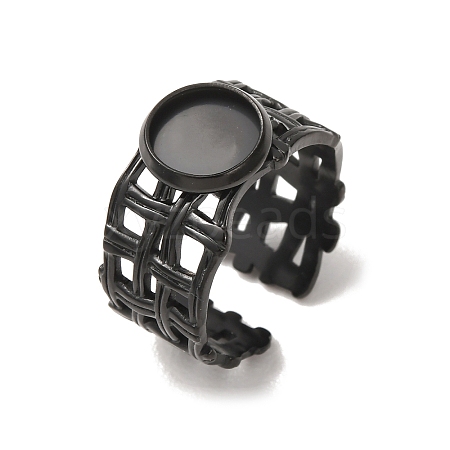 Woven Bezel 304 Stainless Steel Cuff Ring Components SA-CBAD8FA-01EB-01-1