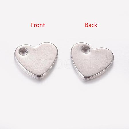 Tarnish Resistant Original Color Blacnk Stamping Tag Heart Charms 304 Stainless Steel Pendants X-STAS-Q112-1