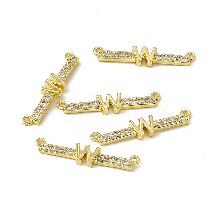 Rack Plating Brass Micro Pave Clear Cubic Zirconia Connector Charms KK-C007-37G-W-1