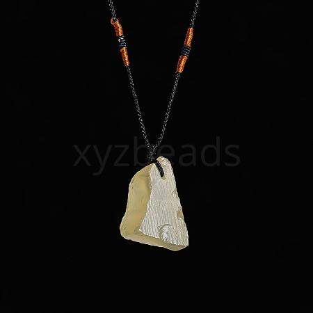 Natural Raw Lemon Quartz Nugget Pendant Necklaces PW-WG79580-04-1