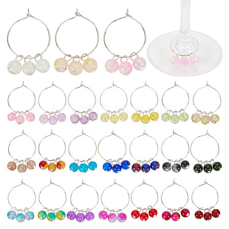 48Pcs 24 Colors Brass Wine Glass Charms AJEW-GO00002-1