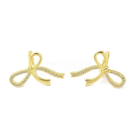 Left and Right Bowknot Brass Cuff Earrings EJEW-I305-60G-1