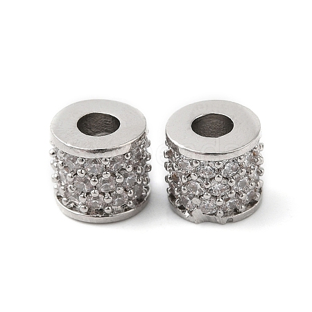 Brass Micro Pave Clear Cubic Zirconia Beads KK-P234-30P-1