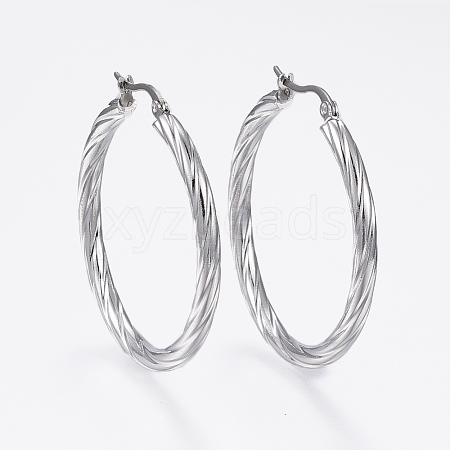304 Stainless Steel Hoop Earrings EJEW-H322-17P-1