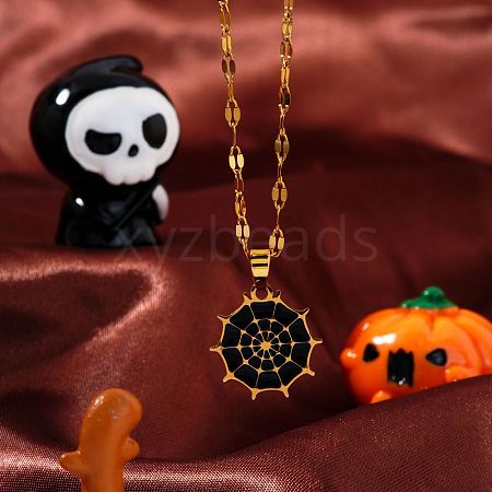 Halloween Stainless Steel Enamel Pendant Necklaces AJ4171-1