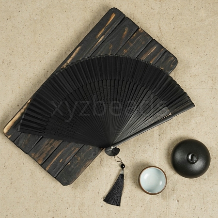 Chinese Style Wood Folding Fan with Tassel PW-WG4D112-08-1