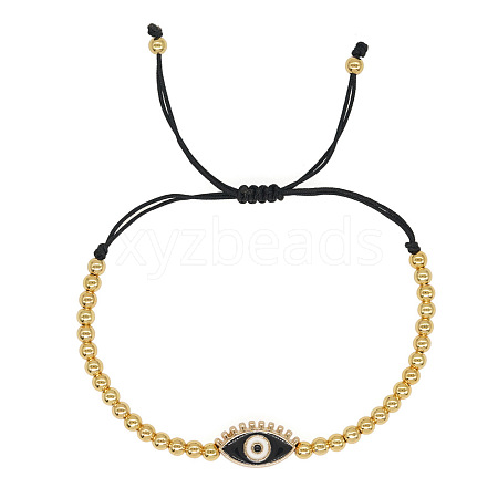 Alloy Round & Evil Eye Braided Bead Bracelets TG4711-2-1