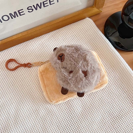 Cartoon Cute Capybara Plush Zipper Wallets with Clasps PW-WG360A7-04-1