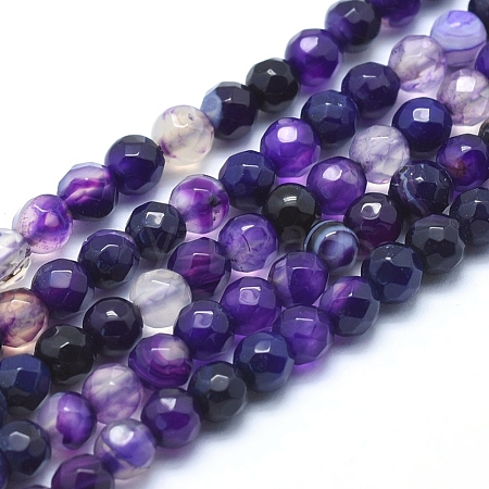 Natural Striped Agate/Banded Agate Beads G-J371-13-6mm-1