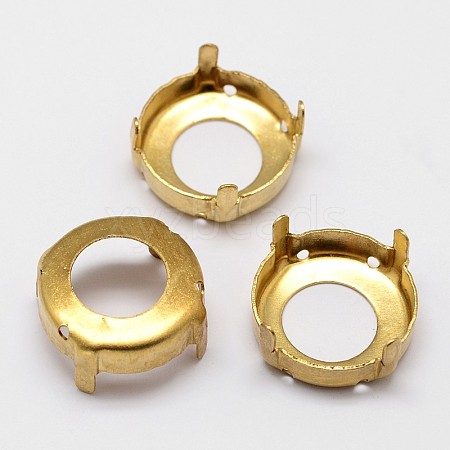 Flat Round Brass Sew on Prong Settings X-KK-N0084-A13-12mmG-1