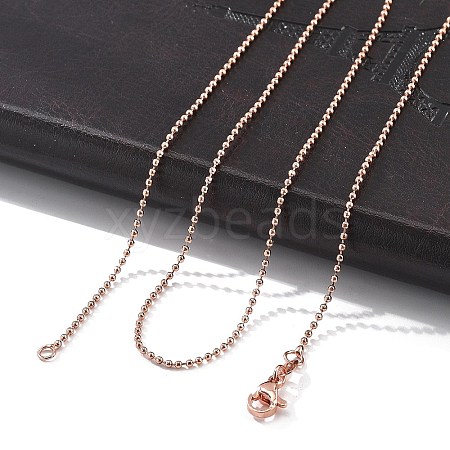 1.5mm Rack Plating Brass Ball Chain Necklaces for Women Men MAK-L044-62RG-1