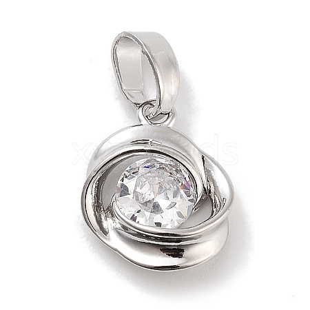 Brass Micro Pave Clear Cubic Zirconia Pendants ZIRC-L104-011P-1