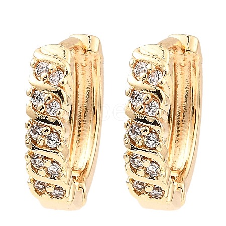 Brass Cubic Zirconia Hoop Earrings EJEW-D078-20KCG-1