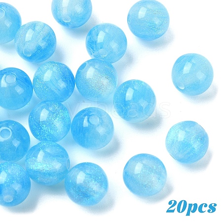 20Pcs Round Imitation Cat Eye Resin Beads RESI-YW0004-43I-1