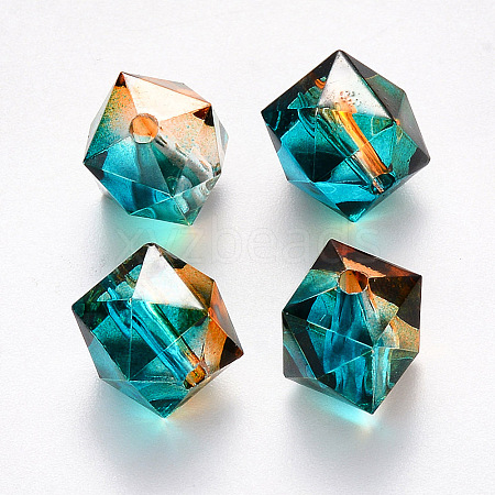 Two Tone Transparent Spray Painted Acrylic Beads ACRP-T005-26K-1