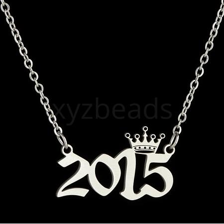 Crown Birth Year 201 Stainless Steel Pendant Necklaces for Women FS-WG4E8F2-76-1