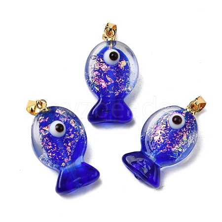 Handmade Dichroic Foil Lampwork Pendants DICH-G001-01G-08-1